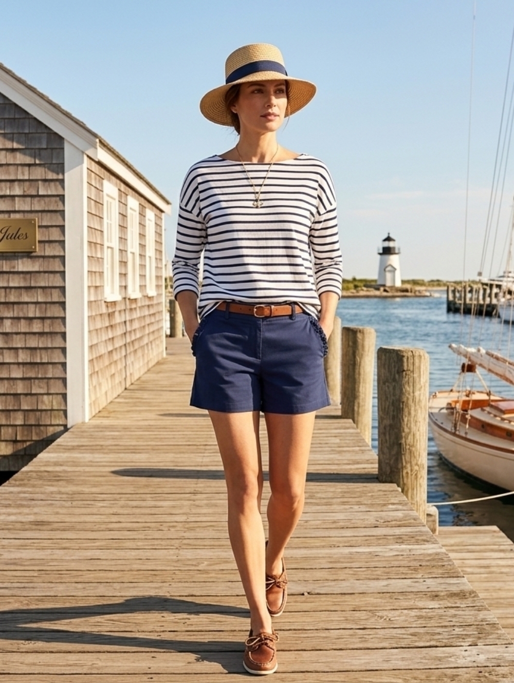 NWT Maison Jules Shorts Womens 6 Navy Blue Ruffle Mid Rise